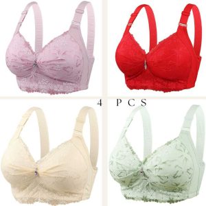 💜4 Pcs China Eye-Catching Round Shape Bra- Onion + Red + Cream + Green Combo 💜